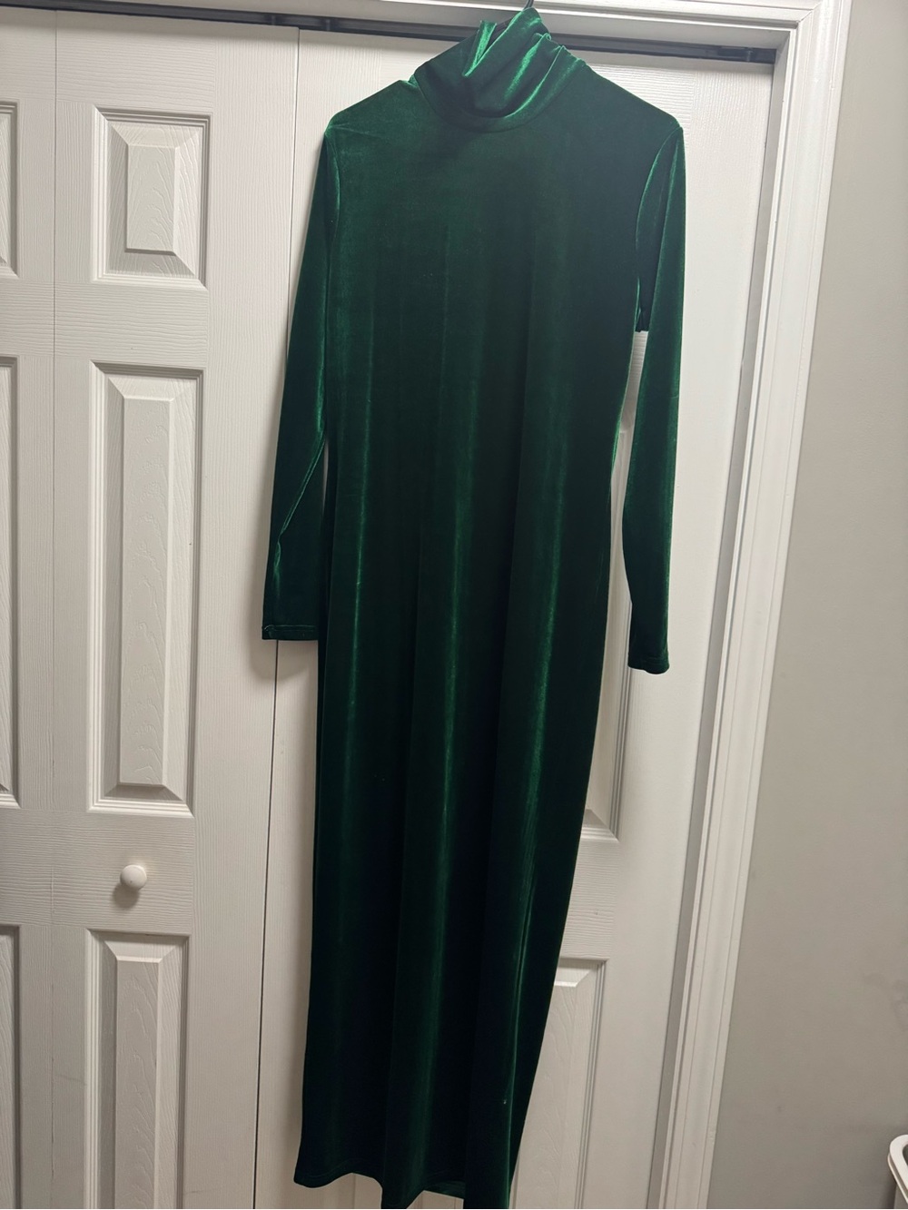 Rebdolls Deep Green Velvet Turtleneck Maxi Dress
